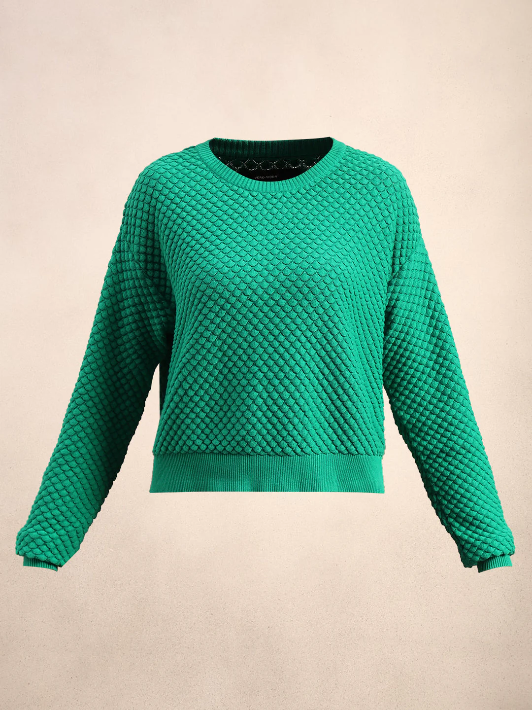 Green Textured Cotton Pullover - Image 7