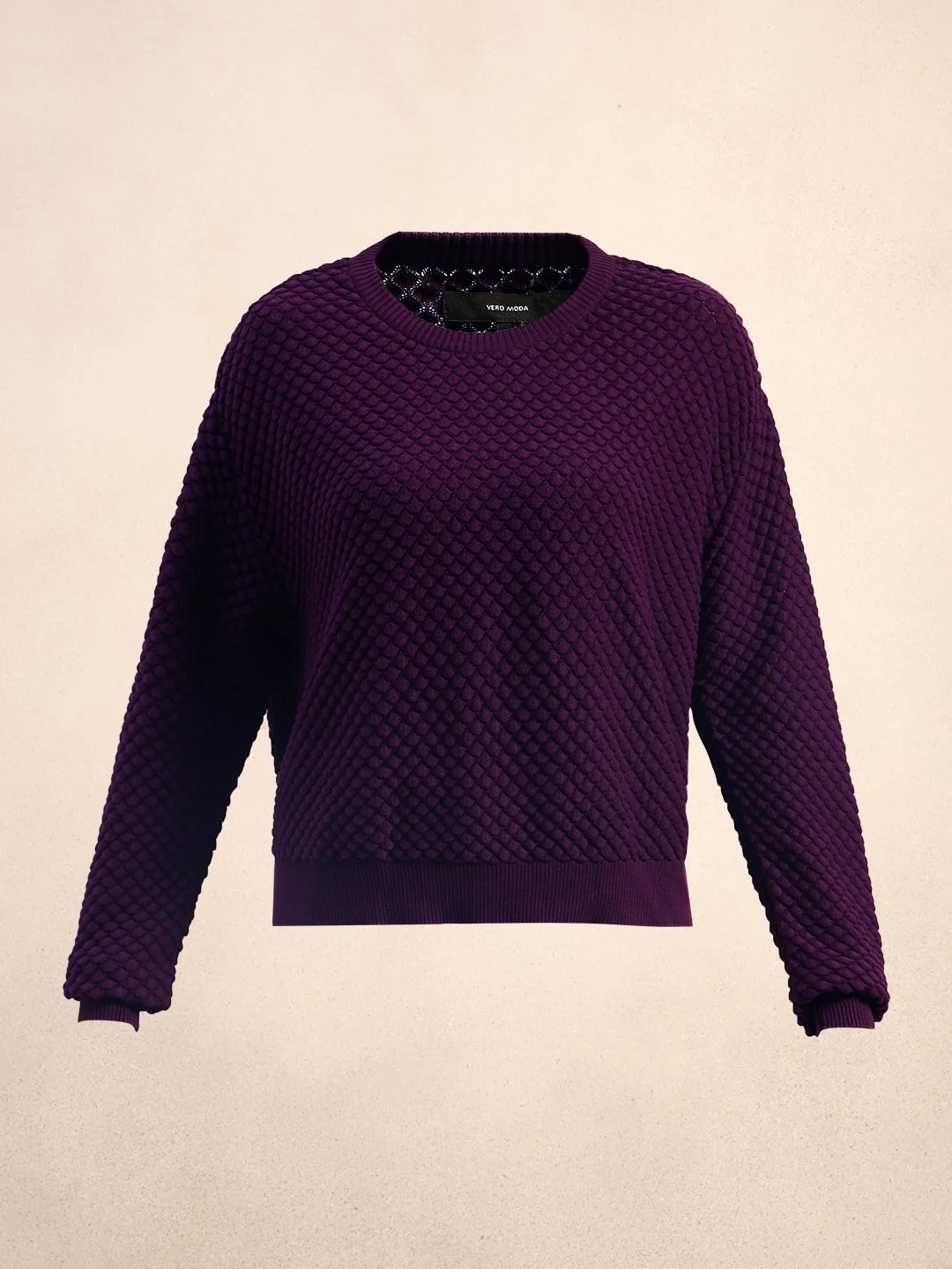 Dark Purple Textured Cotton Pullover - Image 7