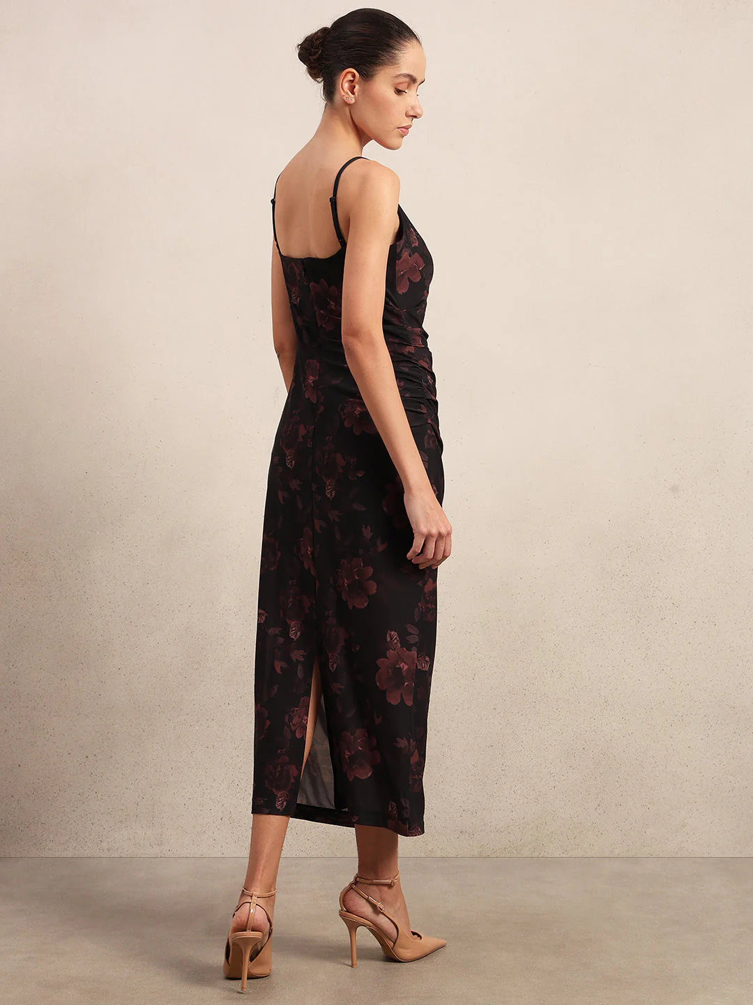 Dark Red Floral Slip Dress - Image 4