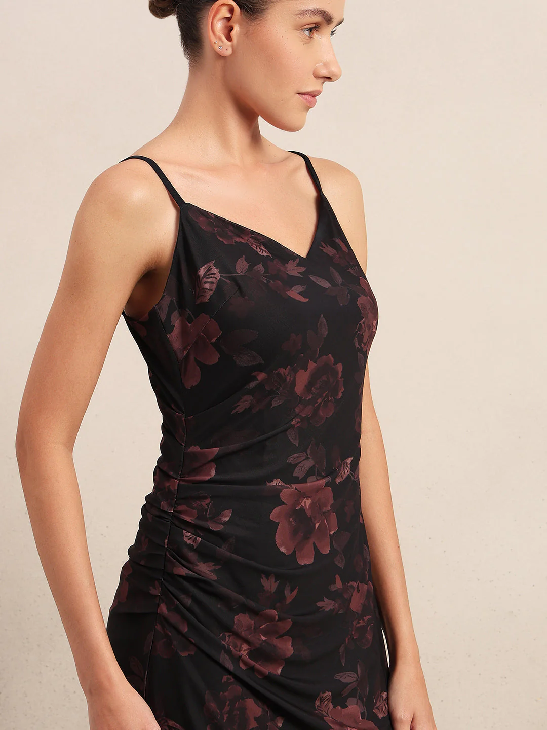 Dark Red Floral Slip Dress - Image 5