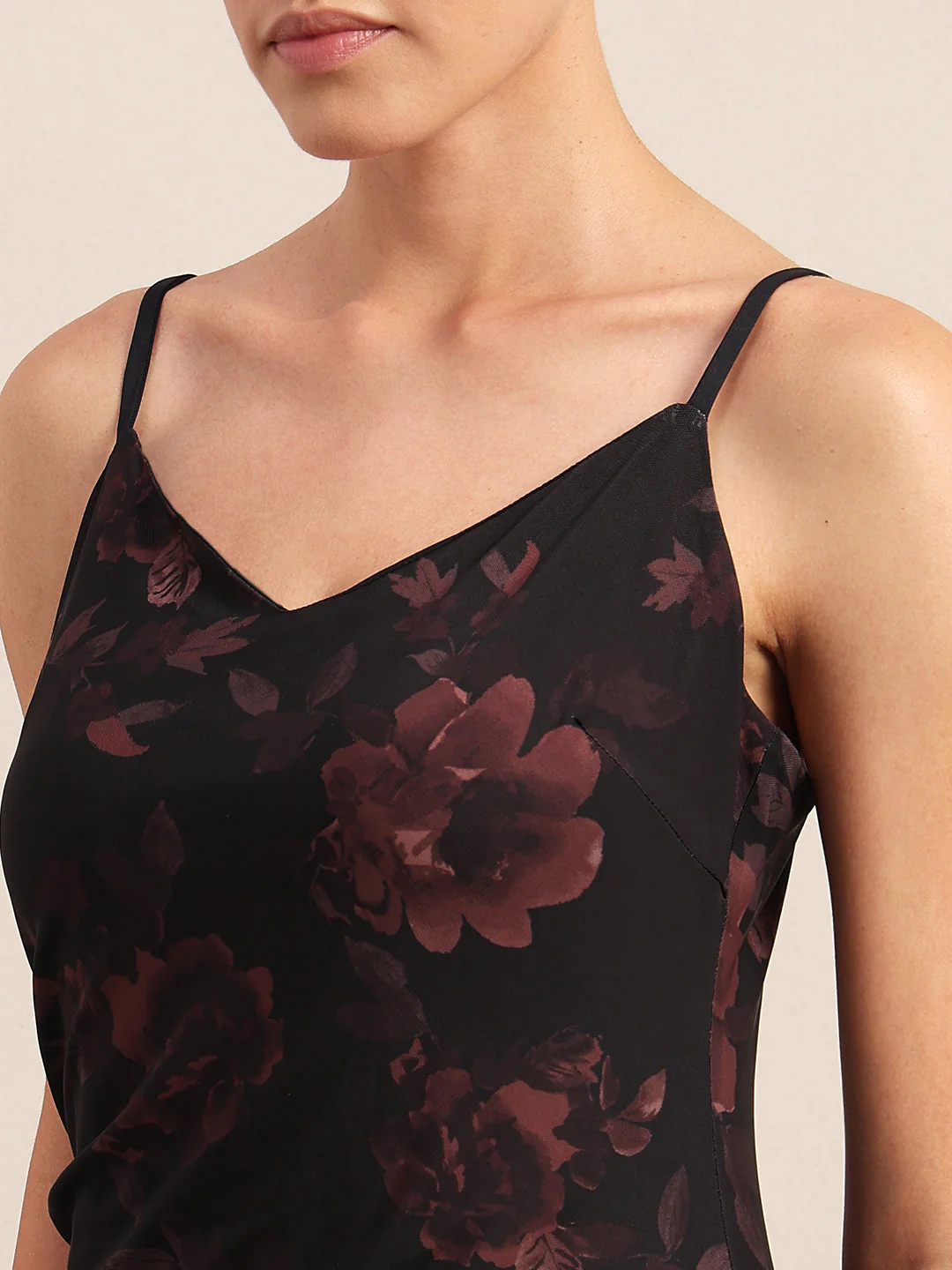 Dark Red Floral Slip Dress - Image 6