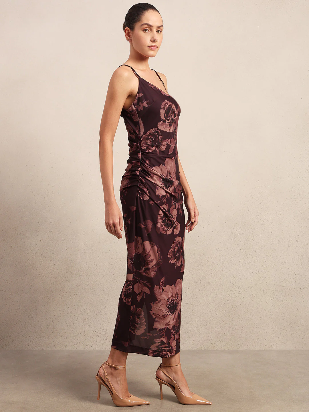Maroon Floral Slip Dress - Image 3