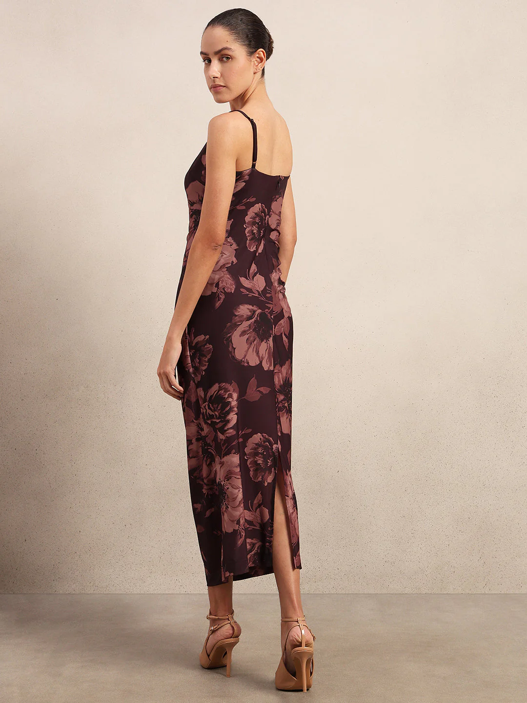 Maroon Floral Slip Dress - Image 4