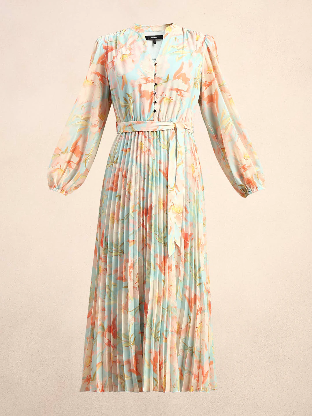 Floral Pleated Belted Dress - Image 7