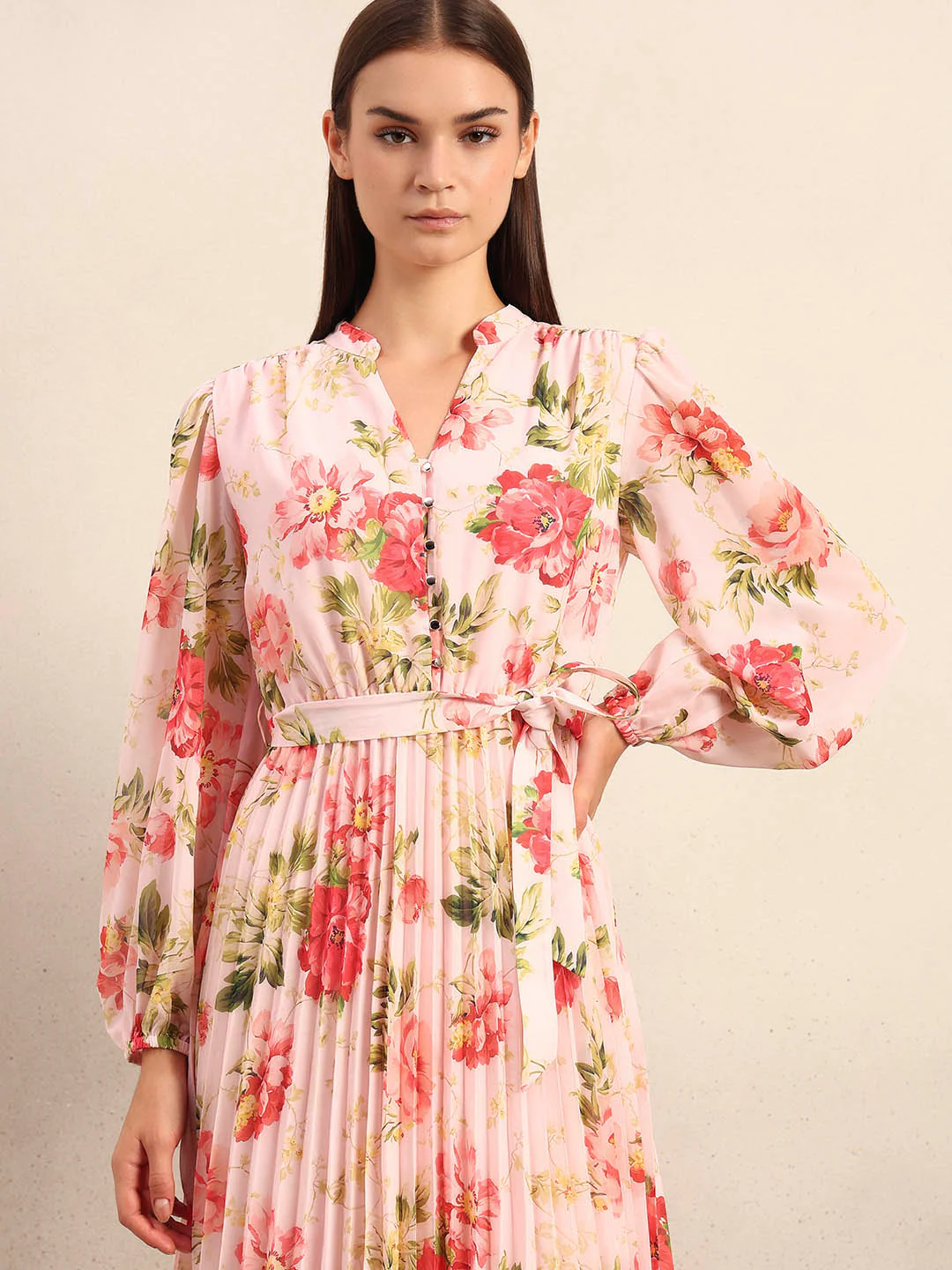 Floral Print Pleated Midi Dress - Image 5