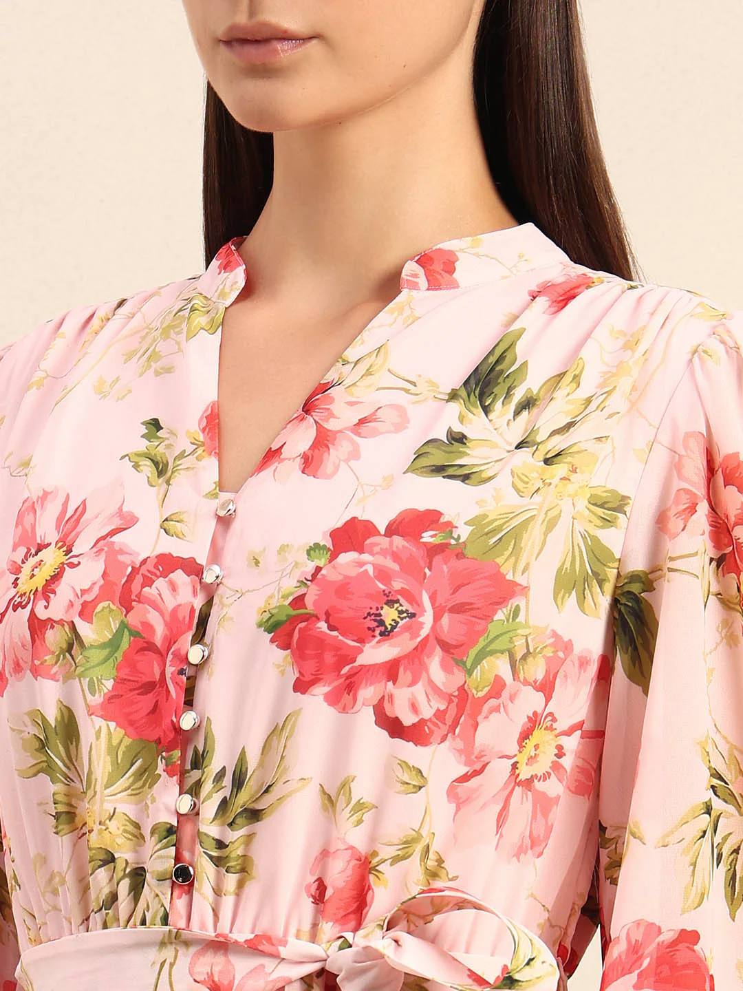 Floral Print Pleated Midi Dress - Image 6