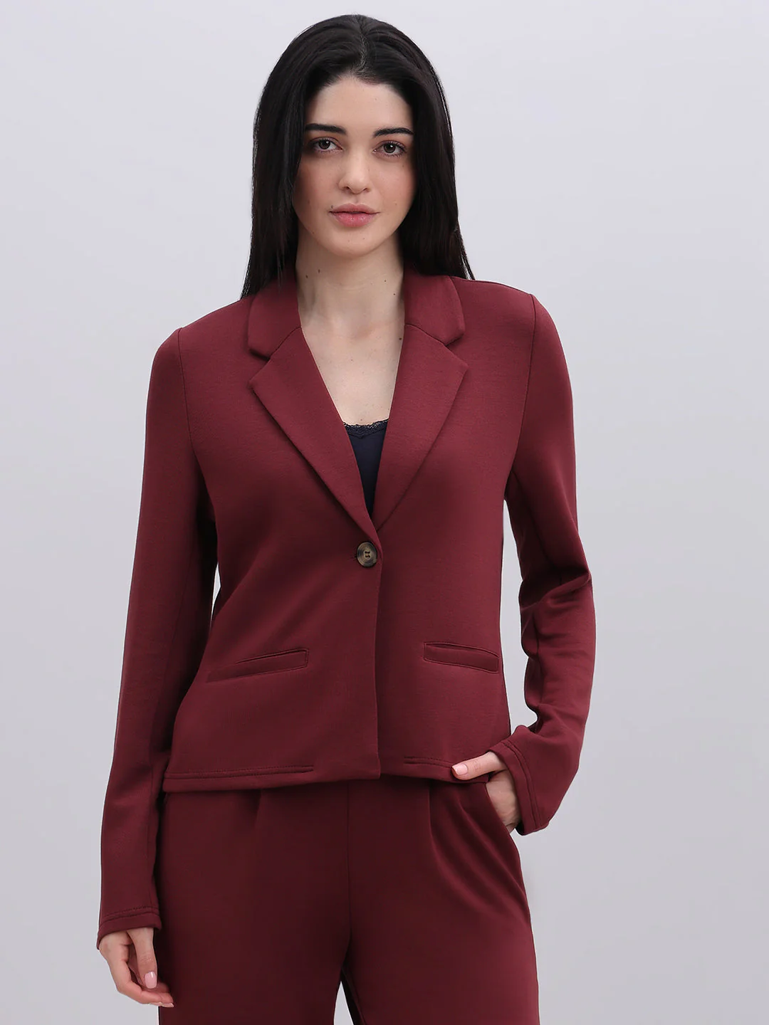 Maroon Tailored Blazer - Image 2
