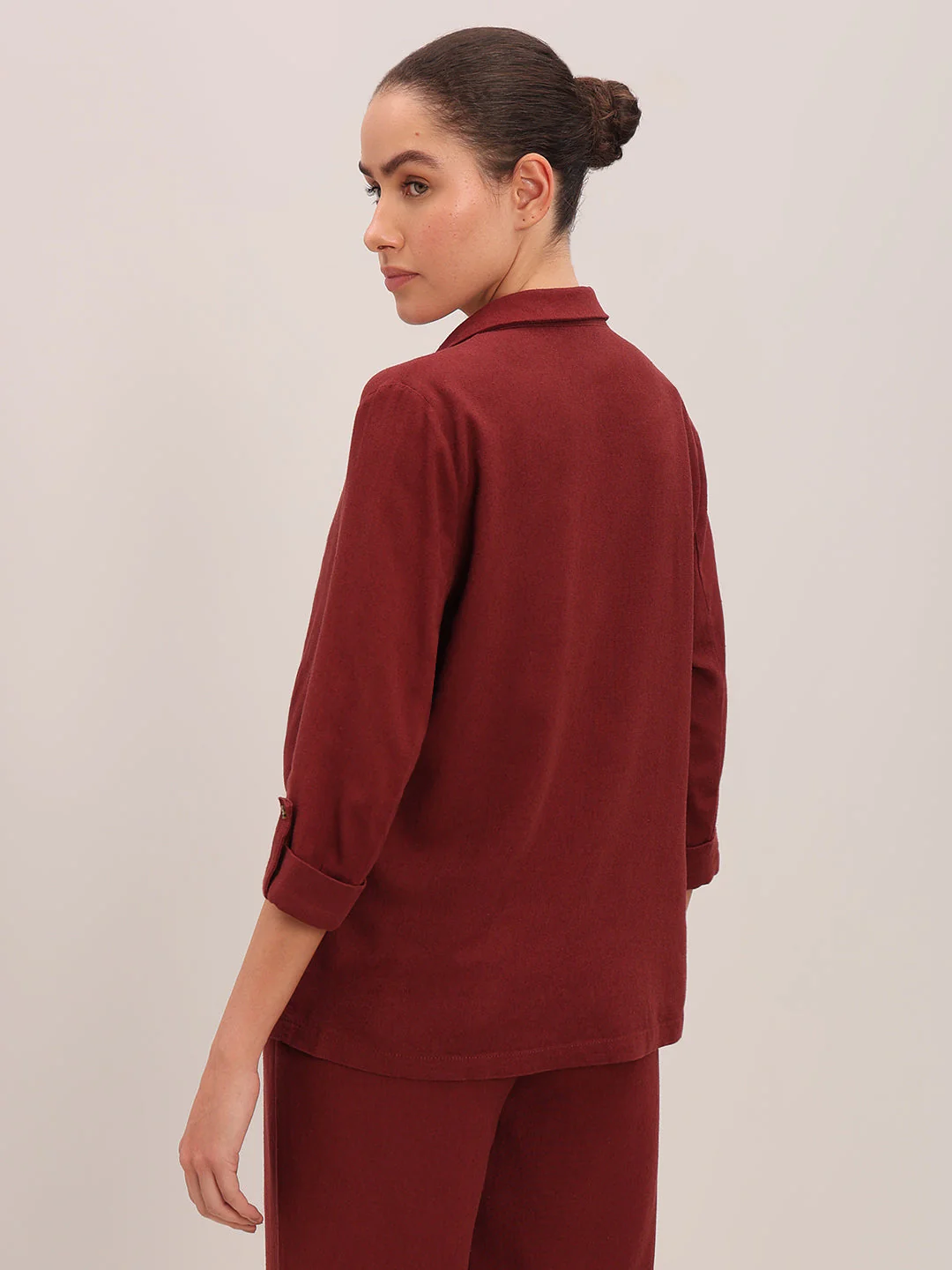 Dark Red Loose Fit Blazer - Image 4