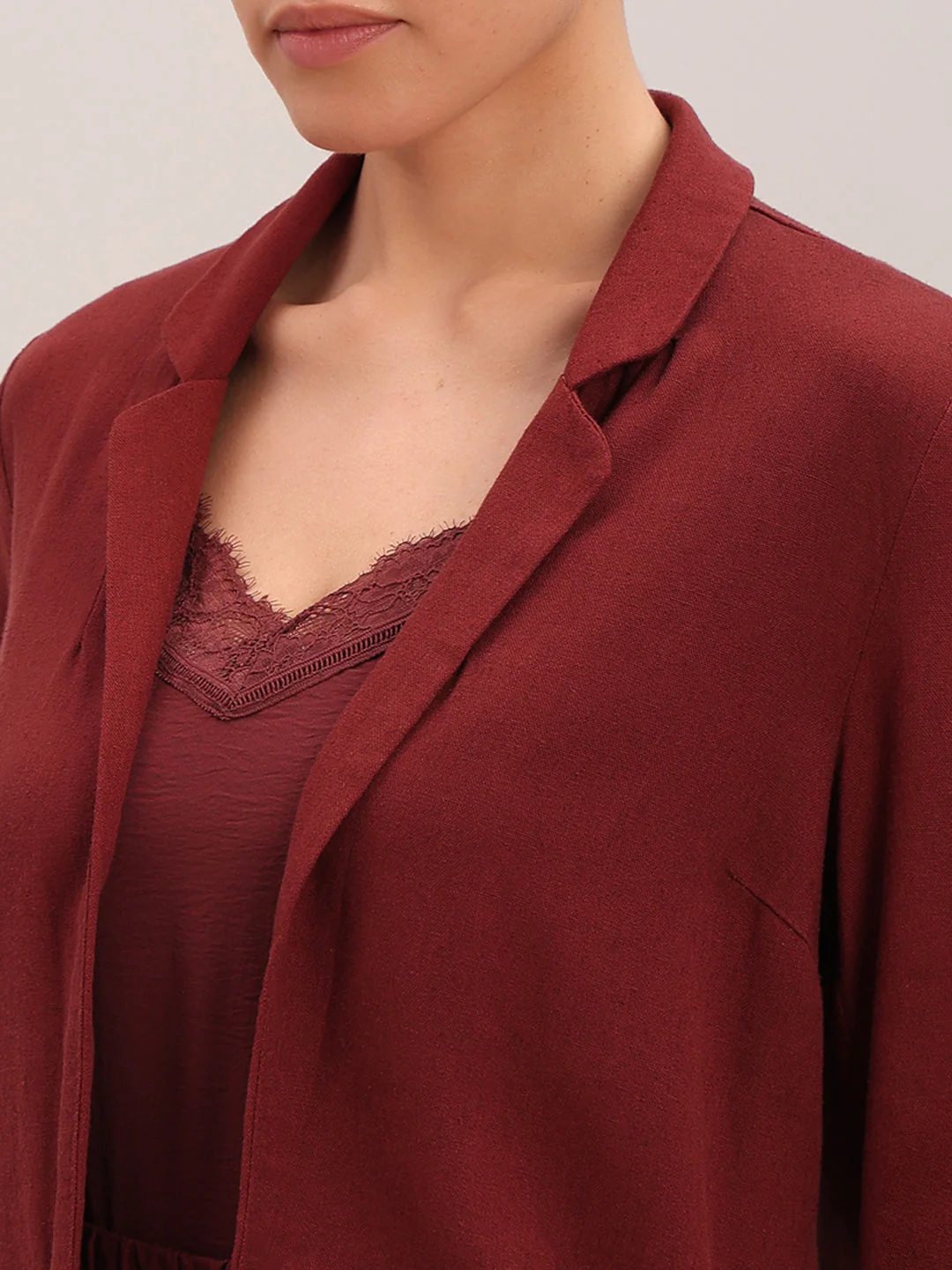 Dark Red Loose Fit Blazer - Image 8