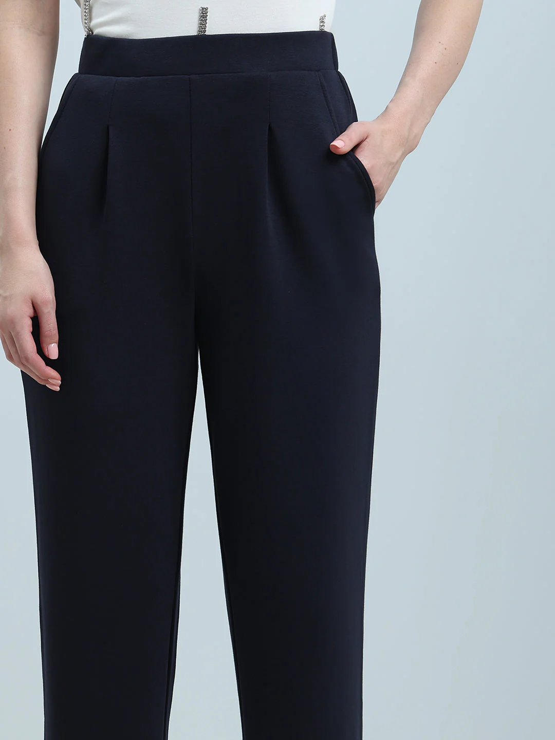 Navy Straight Fit Pants - Image 6