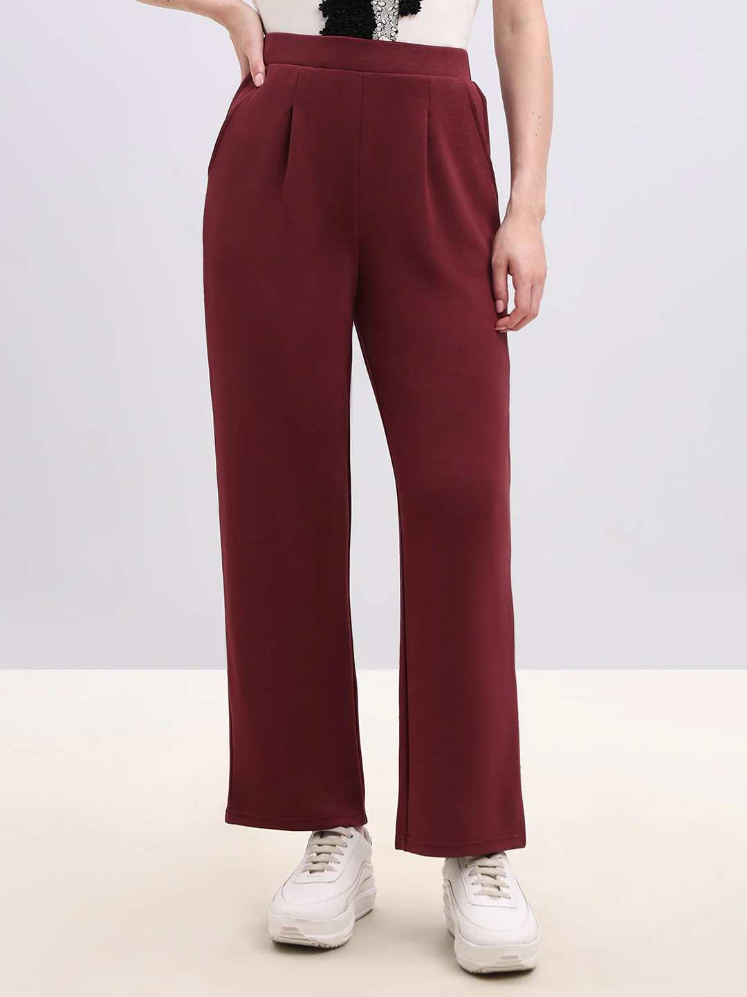 Maroon Straight Fit Pants - Image 2