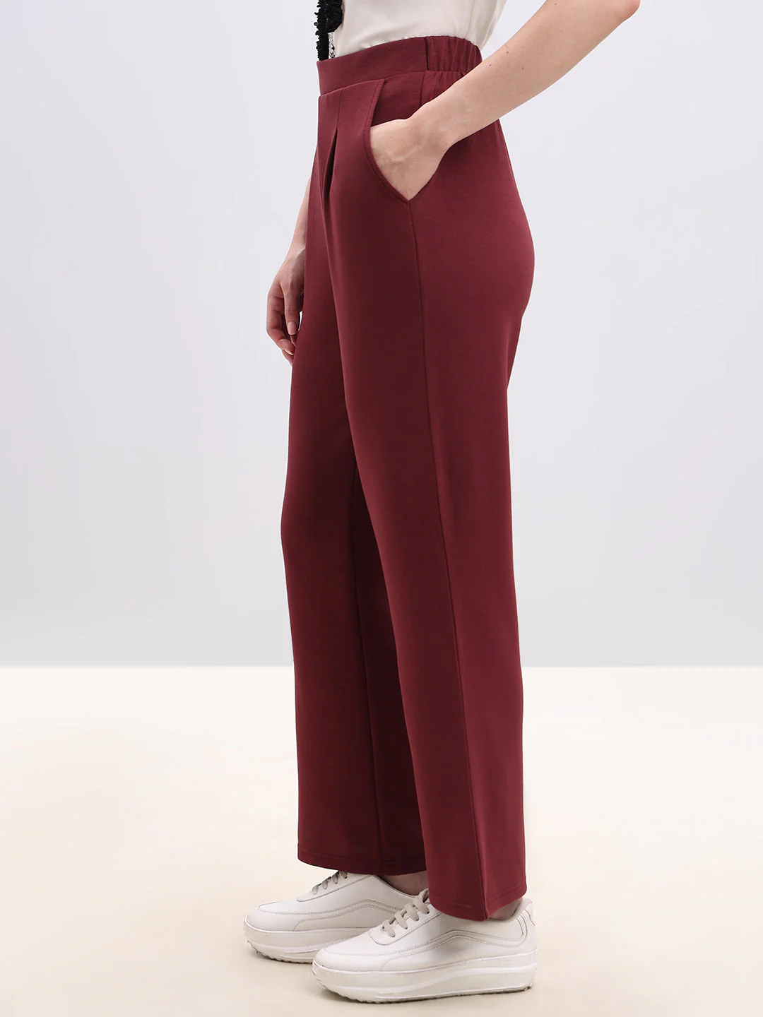Maroon Straight Fit Pants - Image 3