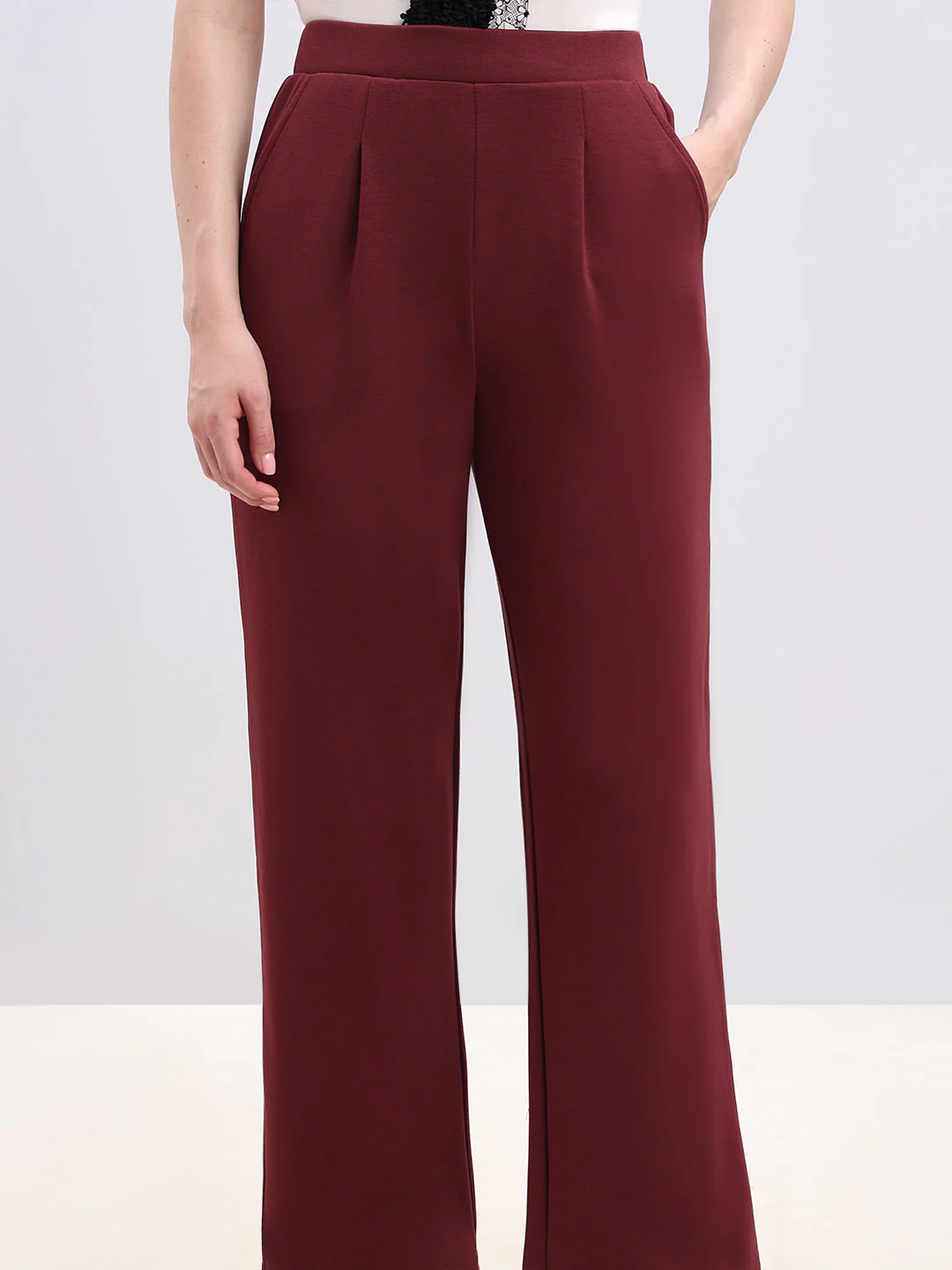 Maroon Straight Fit Pants - Image 6
