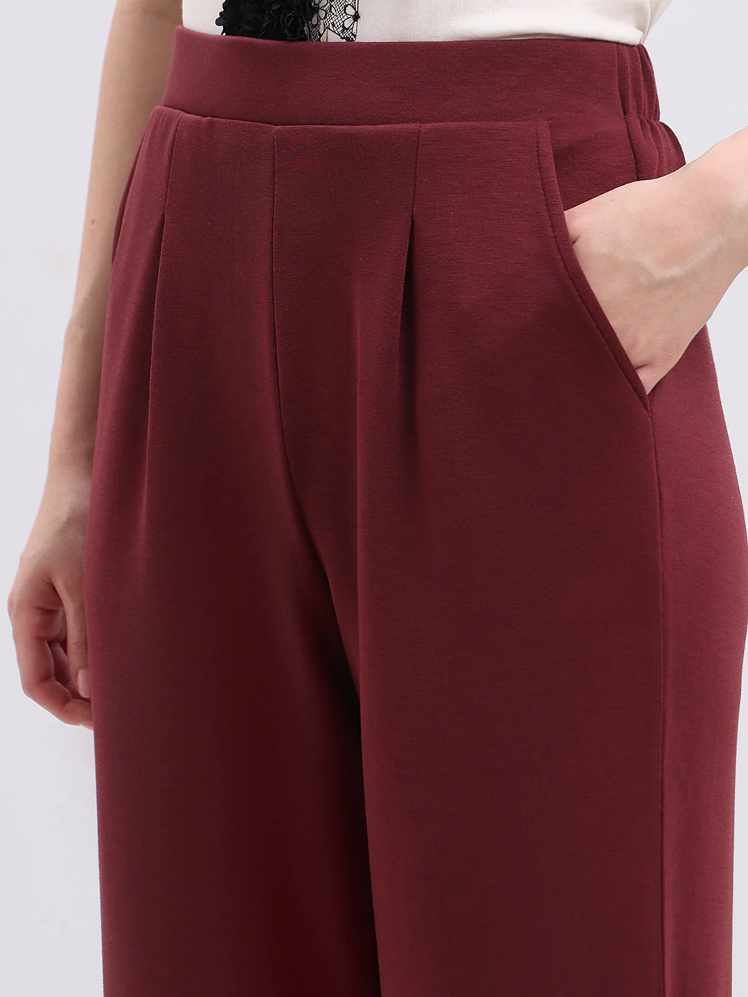 Maroon Straight Fit Pants - Image 8