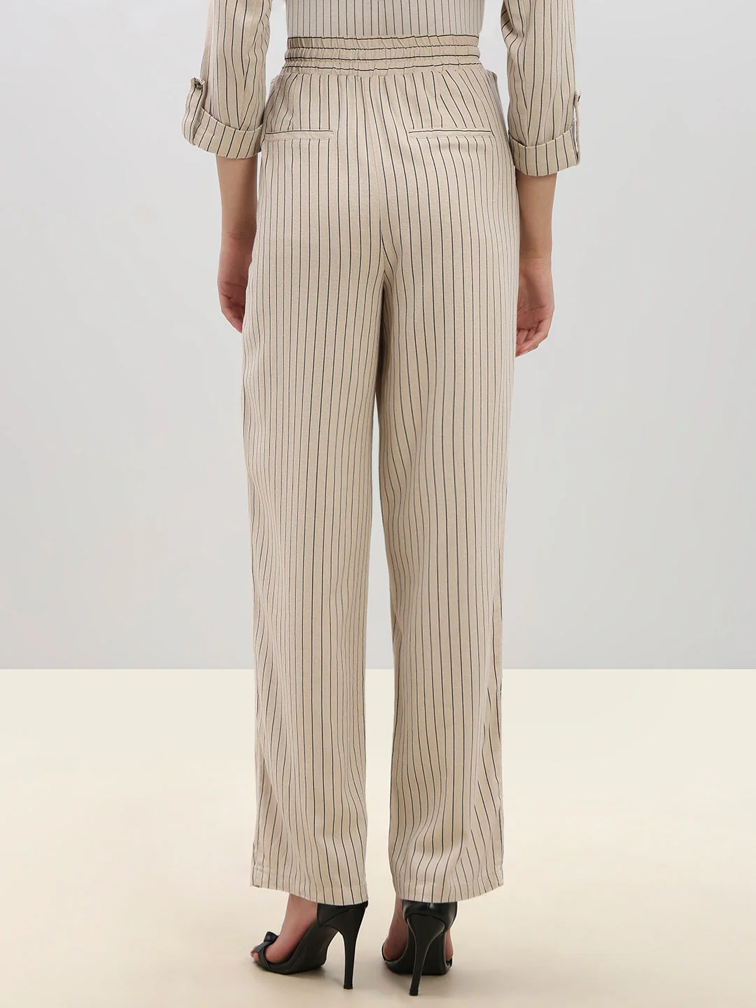 Striped High Rise Wide Leg Pants - Image 4