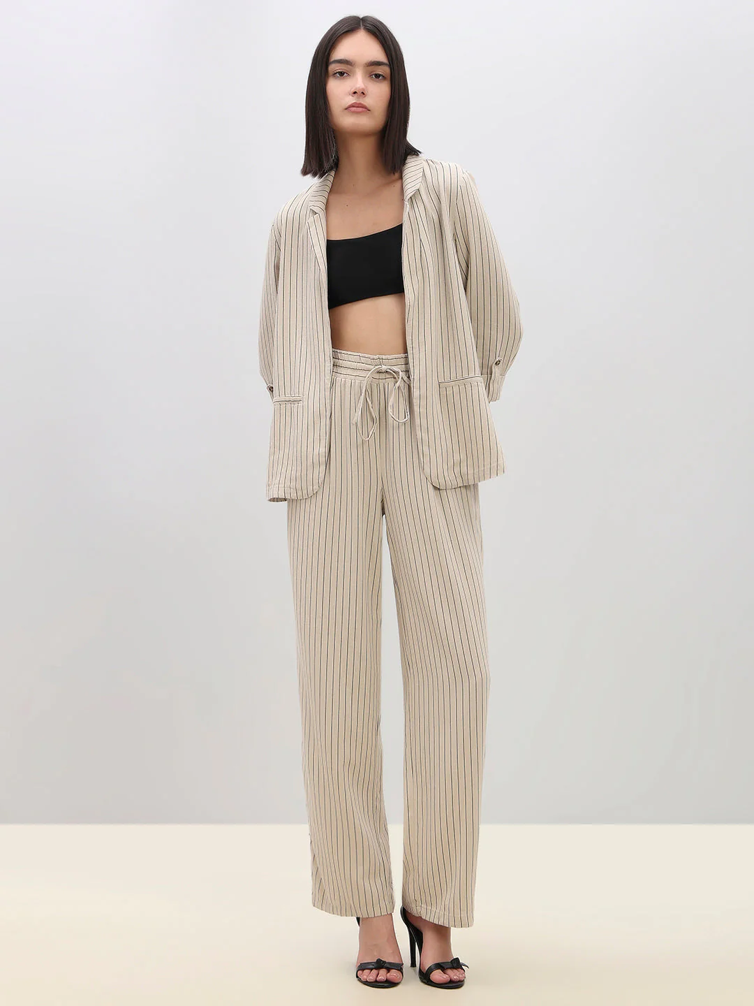 Striped High Rise Wide Leg Pants - Image 5