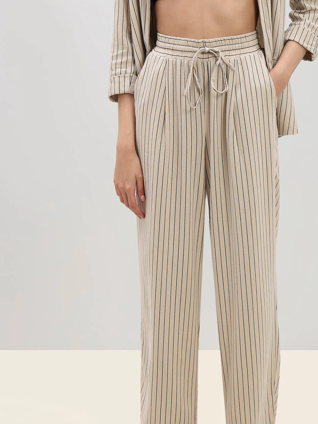 Striped High Rise Wide Leg Pants - Image 6