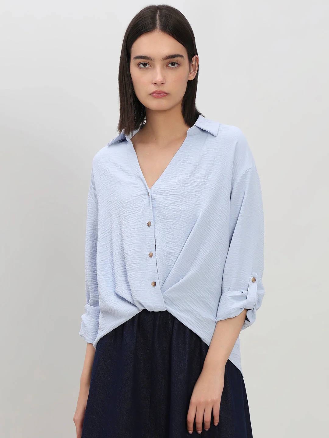 Button-Down Draped Shirt - Image 2