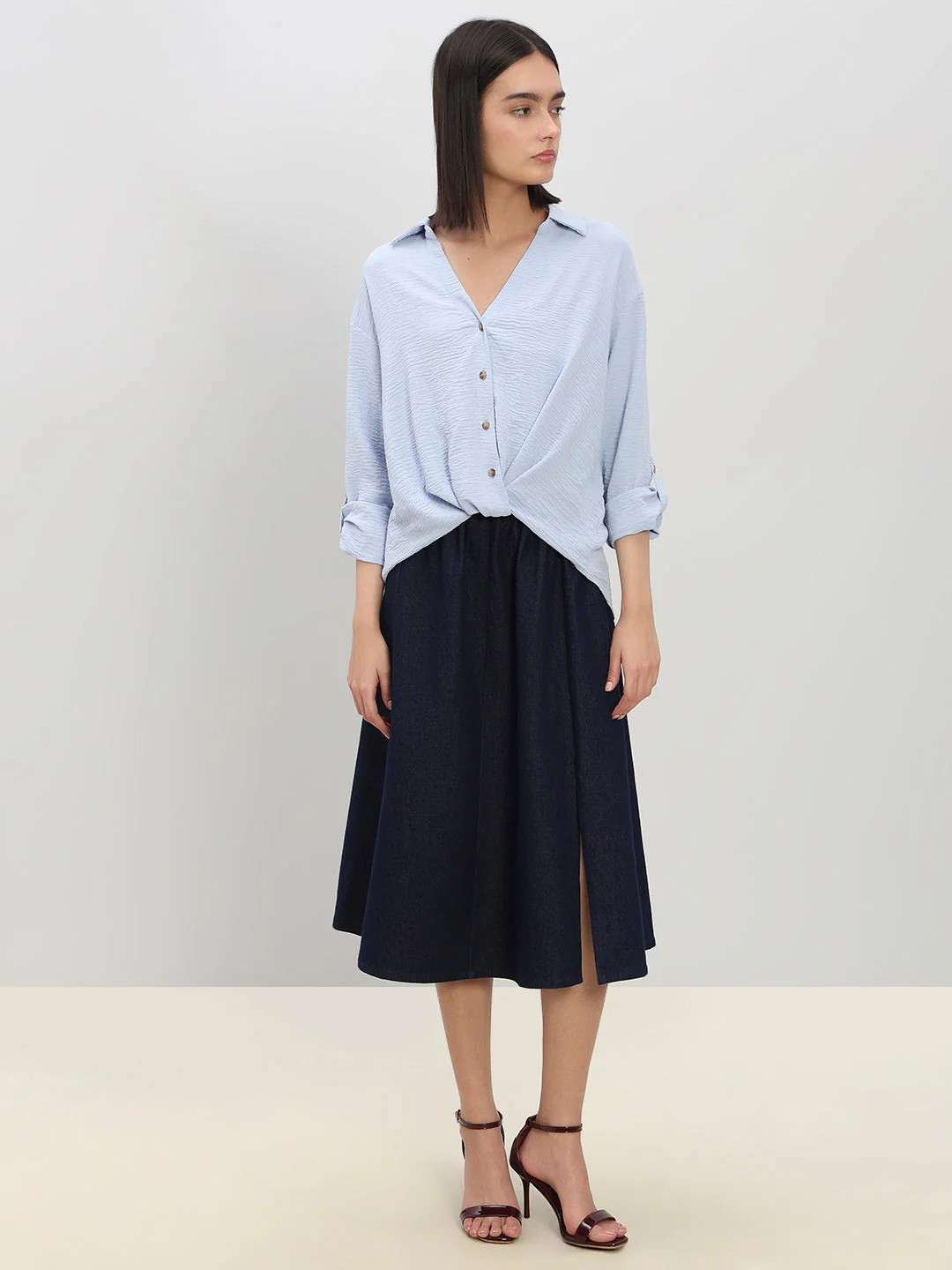 Button-Down Draped Shirt - Image 5
