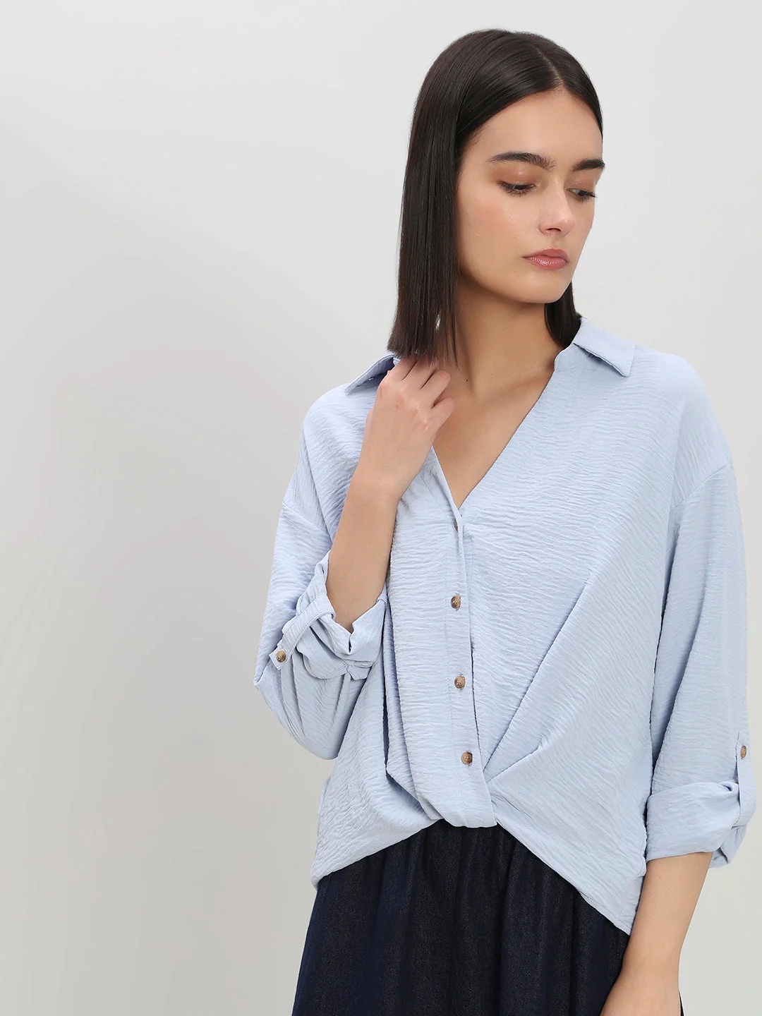 Button-Down Draped Shirt - Image 6