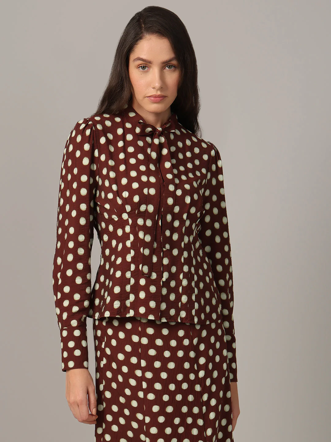 Polka Dot Tie-Detail Shirt - Image 2