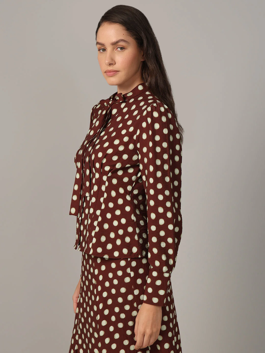 Polka Dot Tie-Detail Shirt - Image 3