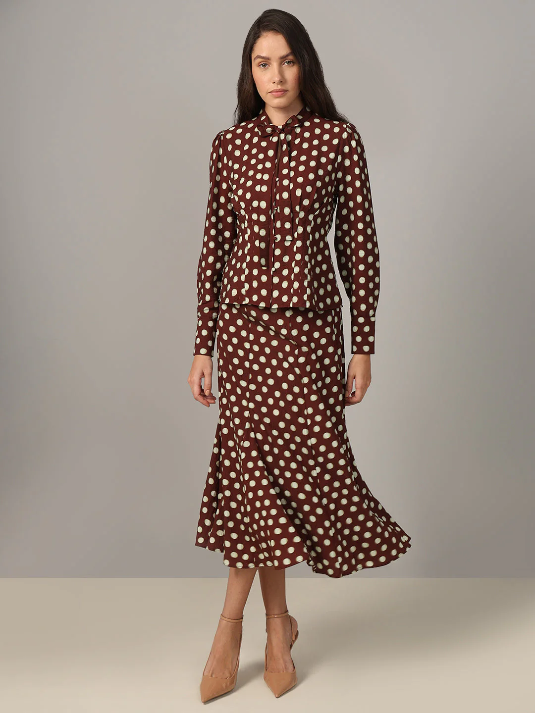 Polka Dot Tie-Detail Shirt - Image 5