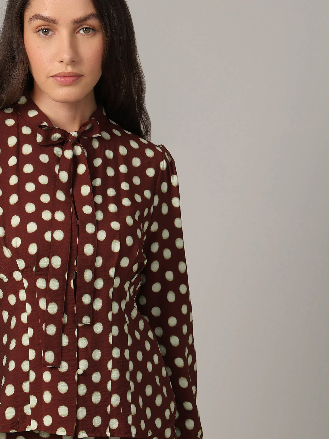 Polka Dot Tie-Detail Shirt - Image 6
