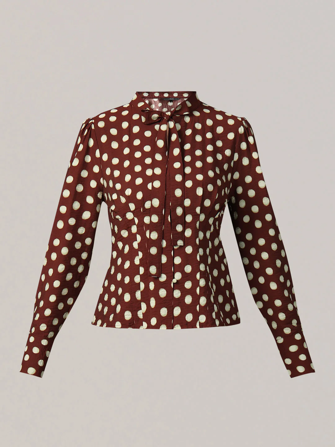 Polka Dot Tie-Detail Shirt - Image 7