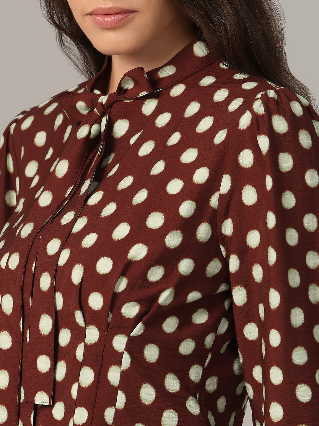 Polka Dot Tie-Detail Shirt - Image 8