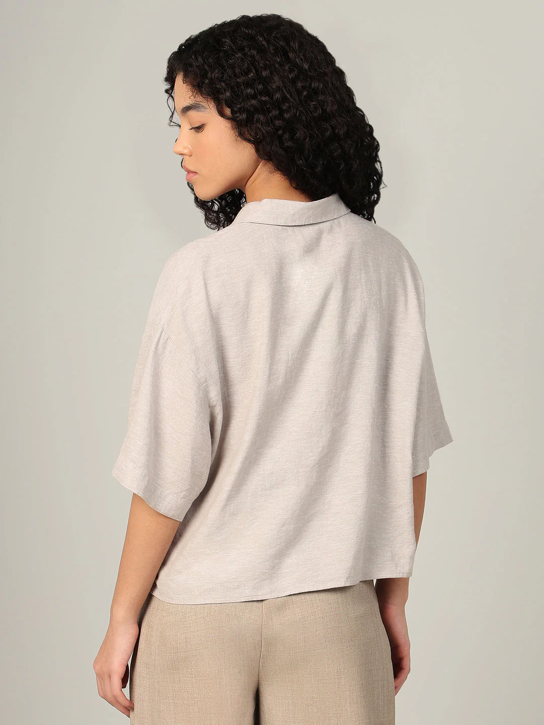Linen Blend Short Sleeved Shirt - Image 4