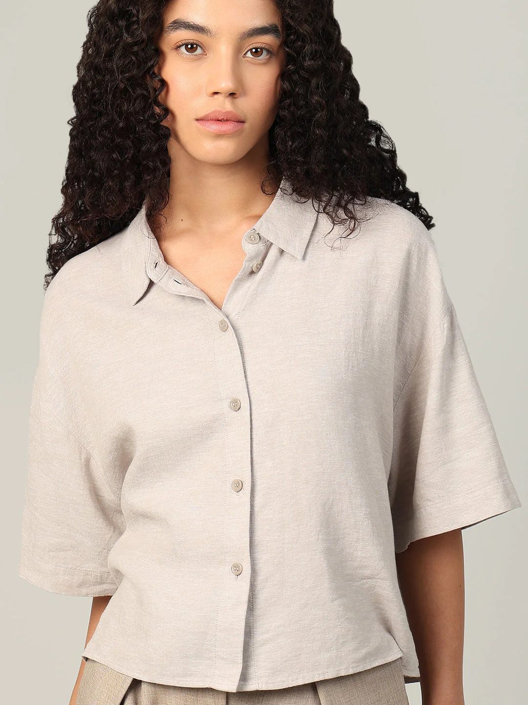 Linen Blend Short Sleeved Shirt - Image 6