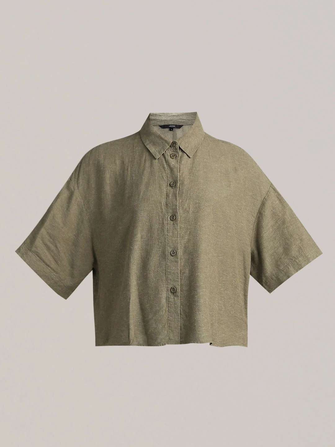 Linen Blend Short Sleeved Shirt - Green - Image 7