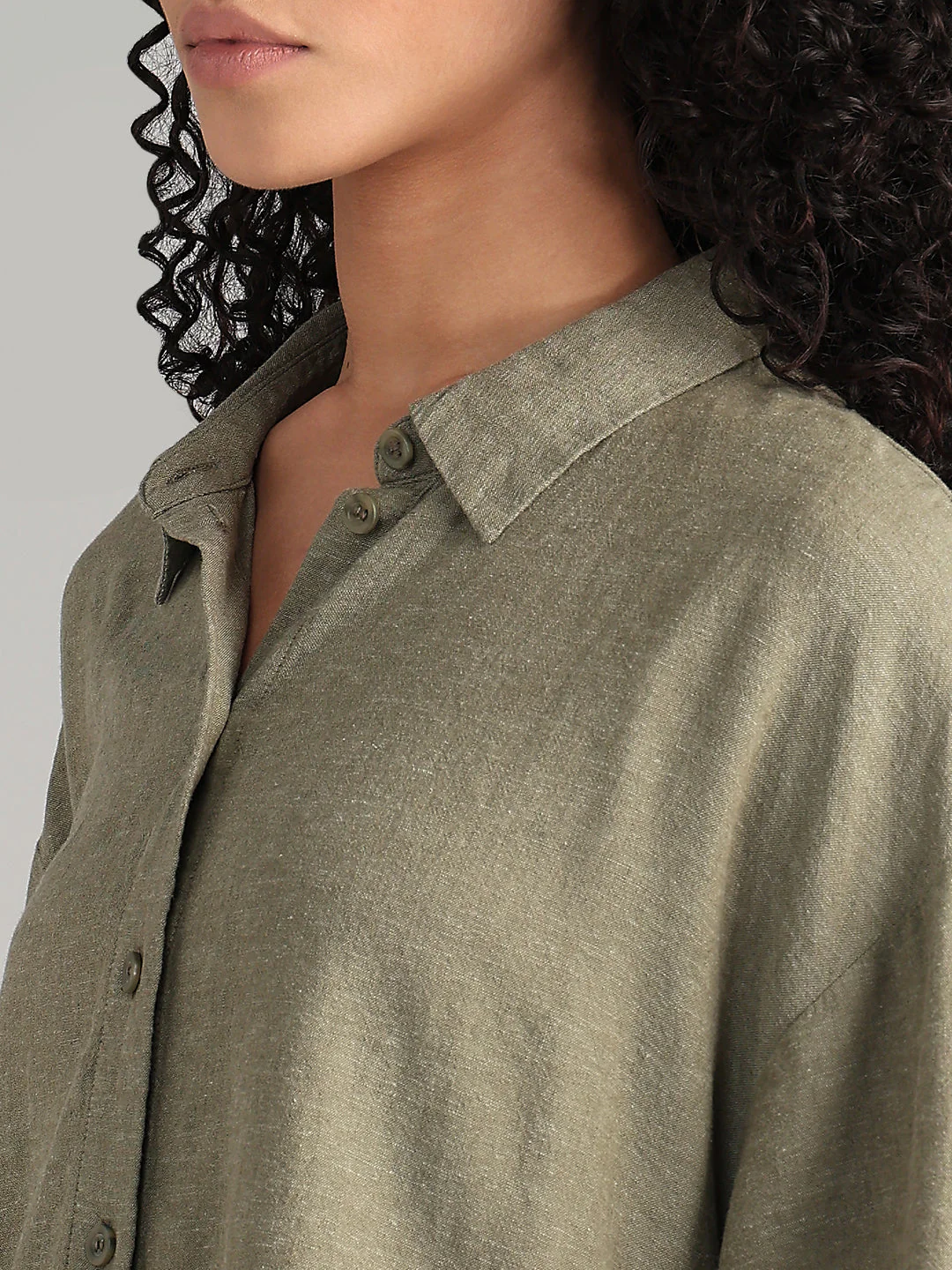Linen Blend Short Sleeved Shirt - Green - Image 8