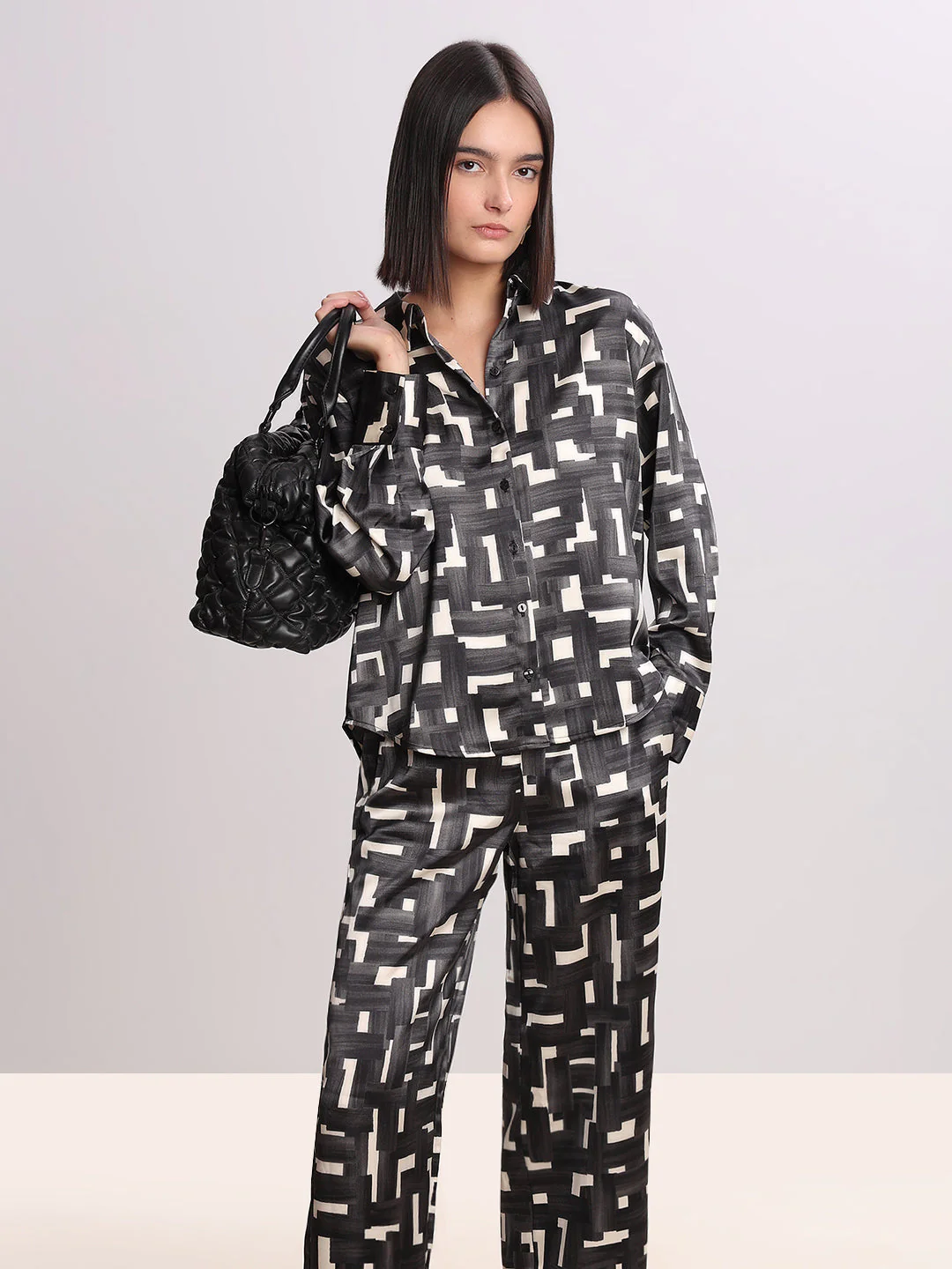 Geometric Print Button-Down Shirt