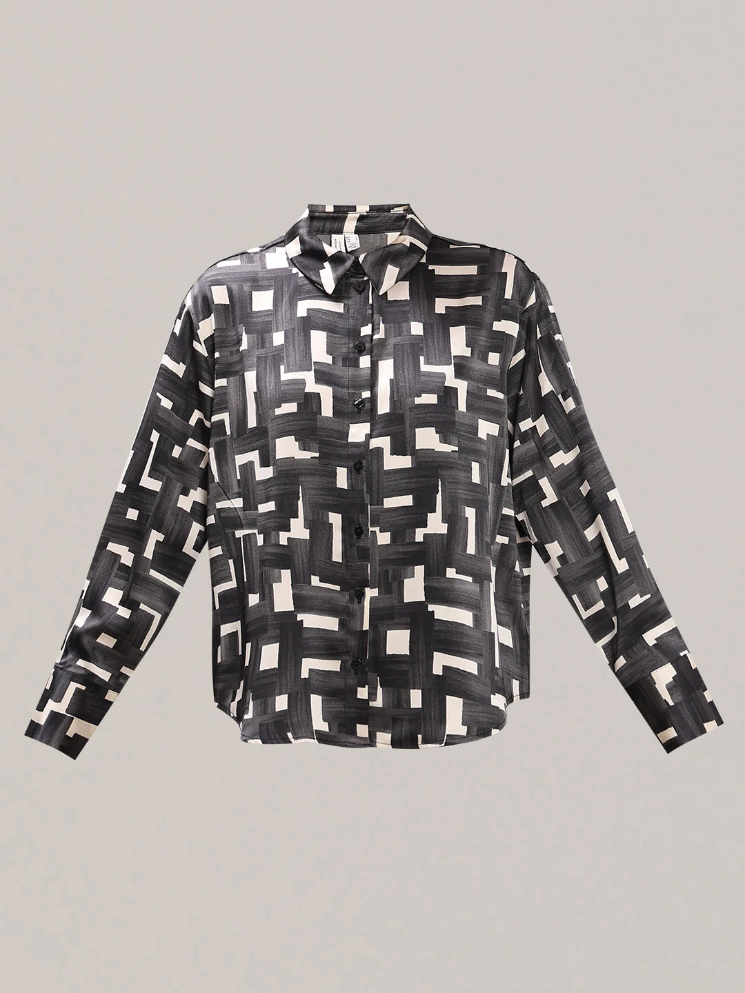 Geometric Print Button-Down Shirt - Image 7