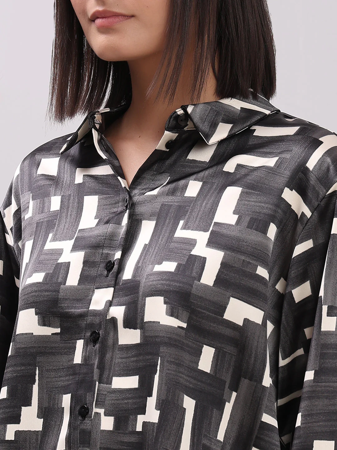 Geometric Print Button-Down Shirt - Image 8