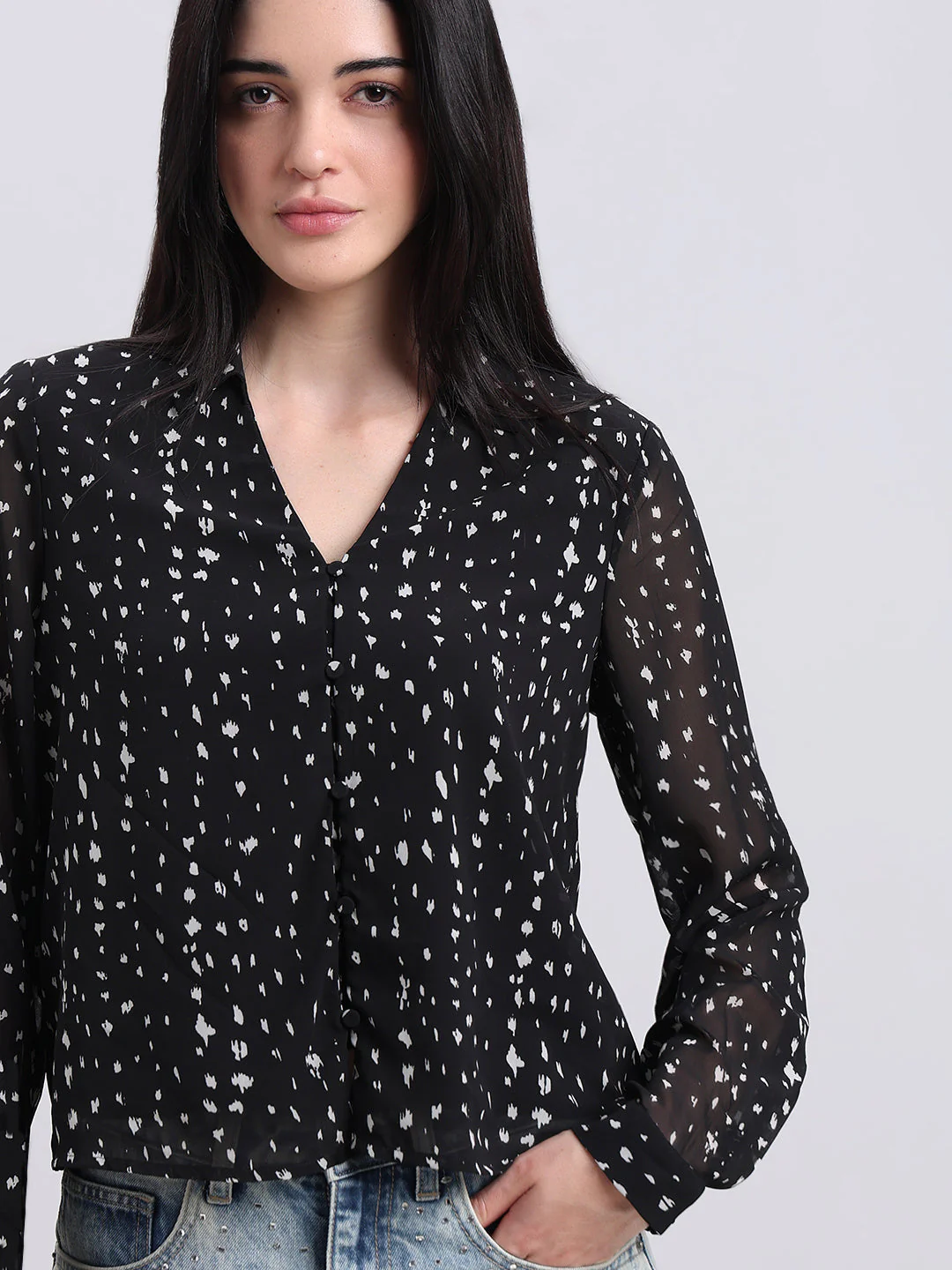 V-Neck Printed Top - Image 6