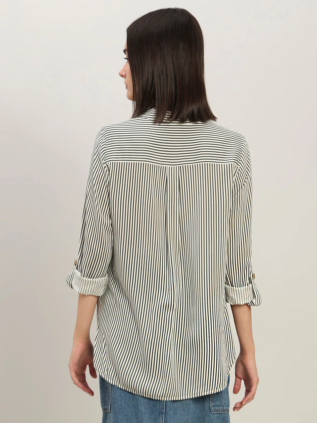 Striped Full Sleeves Shirt-White - Image 4
