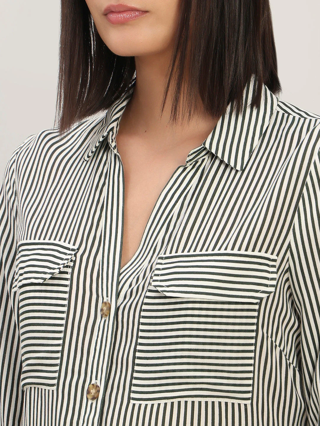 Striped Full Sleeves Shirt-White - Image 8