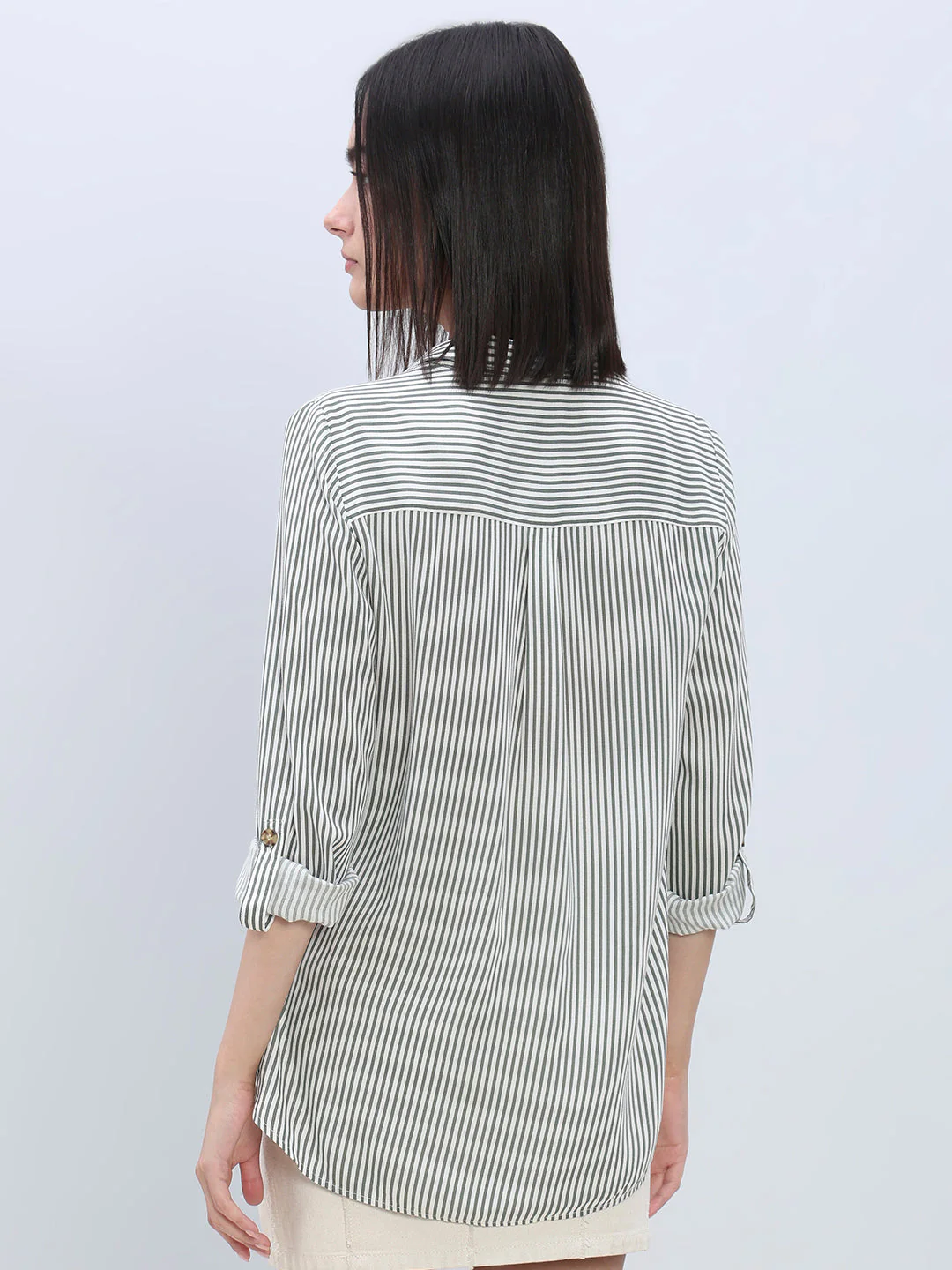 Striped Full Sleeves Shirt - Green - Image 4