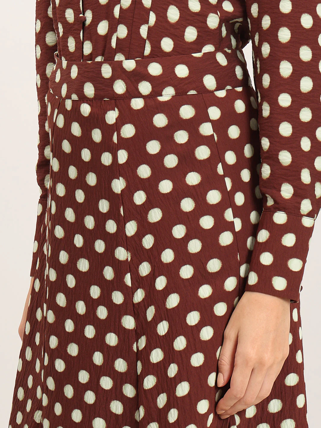 Brown Polka Dot Midi Skirt - Image 8