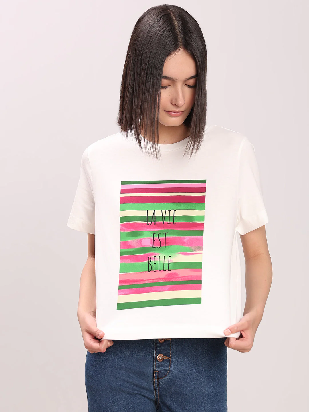 Printed Organic Cotton T-shirt - White - Image 2