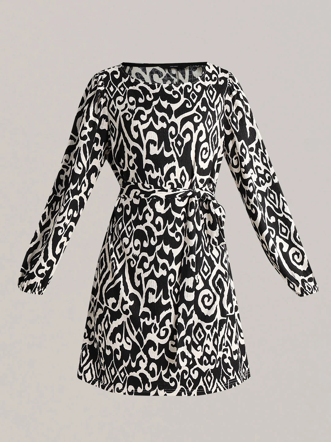 Black & White Printed Long-Sleeve Dress - Image 7