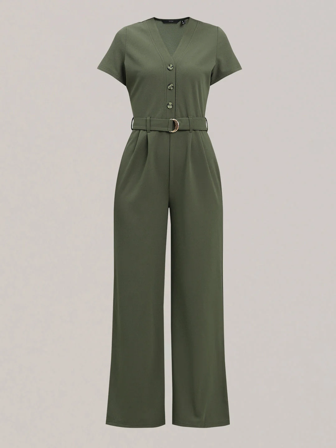 Olive V-Neck Jumpsuit - Image 7