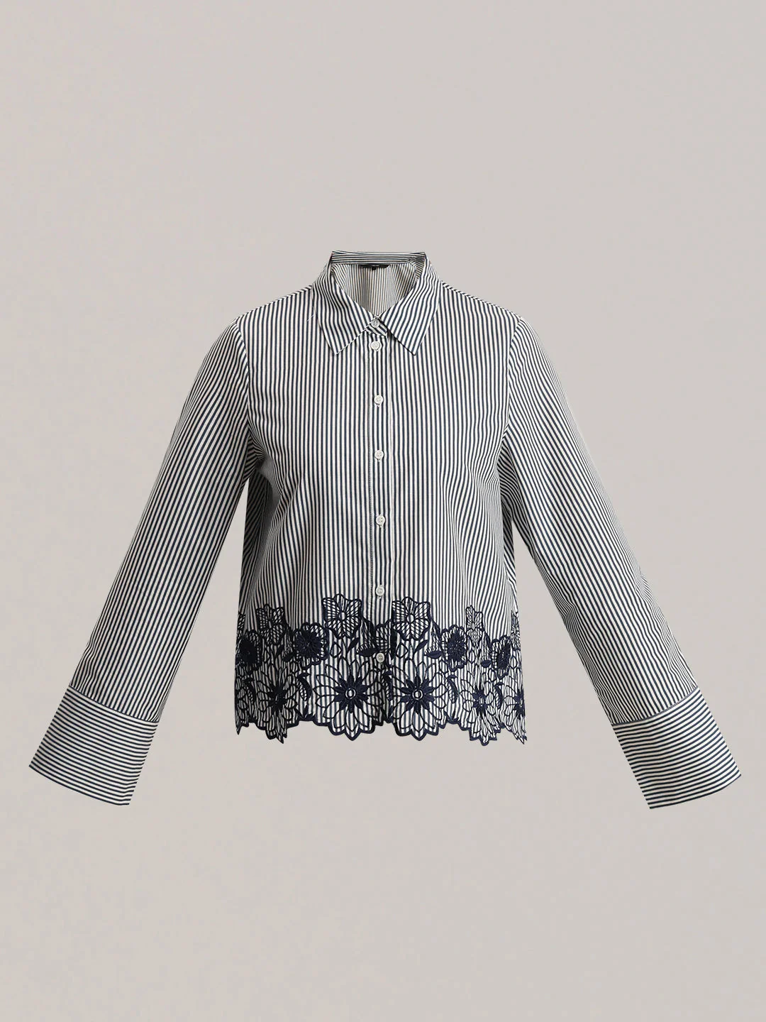 Striped Embroidered Lace Shirt - Image 7