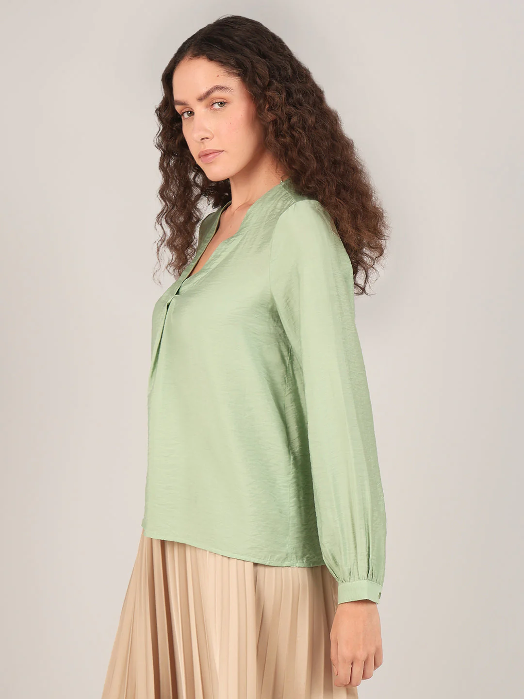 Light Green V-Neck Top - Image 3
