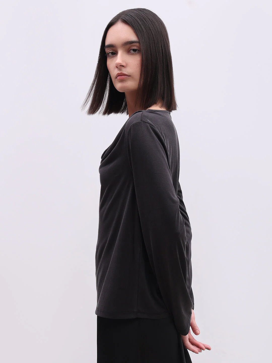 Black Cowl Neck Top - Image 3
