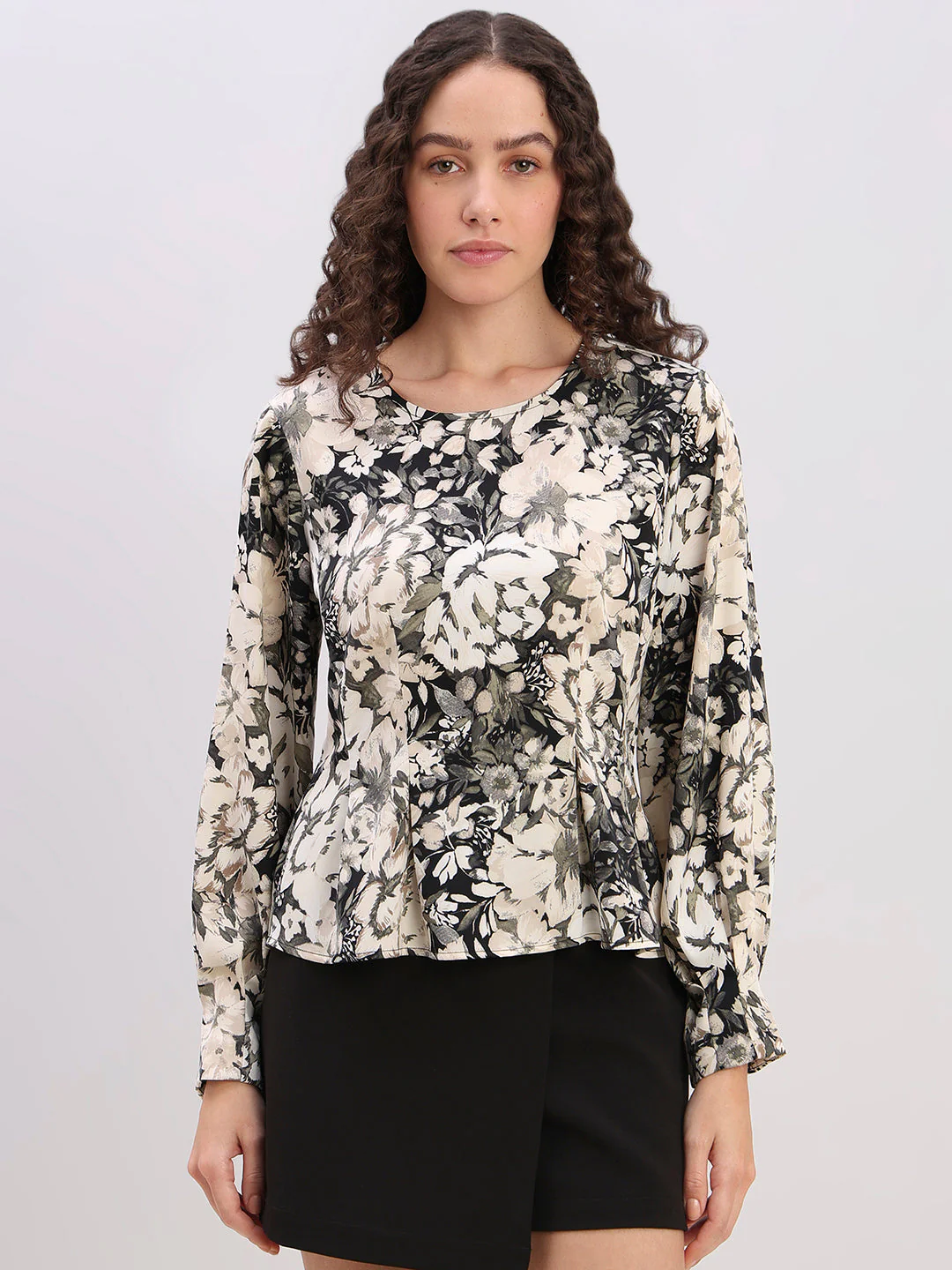 Floral Peplum Long-Sleeve Top - Image 2