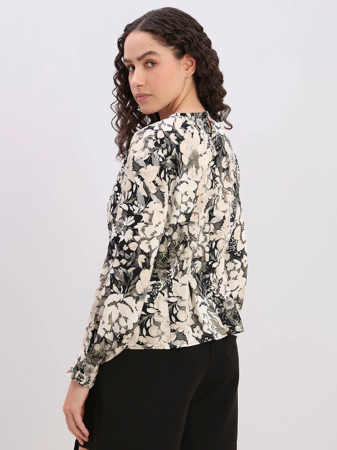 Floral Peplum Long-Sleeve Top - Image 4